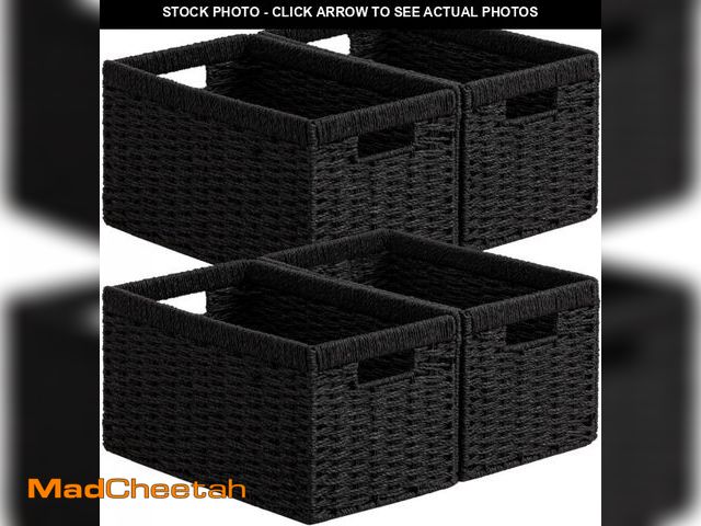Lot 74-11558094 - UBBCARE 4 Pack Wicker Basket,13.4LÃ8.3WÃ7.1H inch Woven Paper Rope Storage Baskets for shelves, Fo...