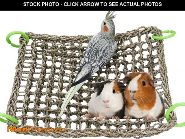 Lot 74-12322416 - 16 x 12 Inches Bird Seagrass Mat, Natural Seagrass Woven Net, Bird Hammock Mat with Hooks, Bird Cage...