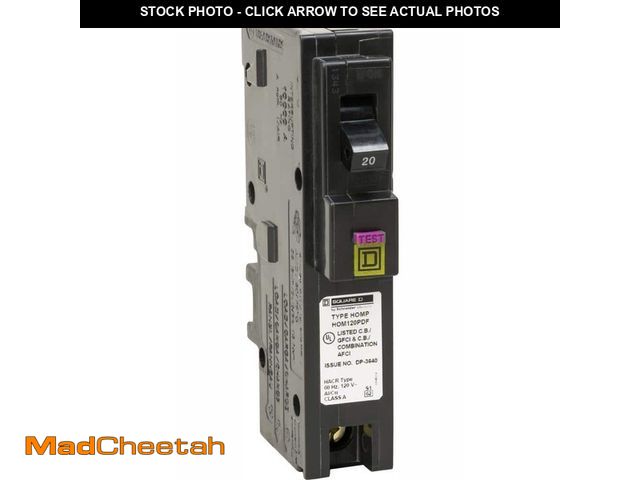 Lot 74-14357471 - Square D Homeline 20-Amp Single-Pole Plug-On Neutral Dual Function CAFCI and GFCI Circuit Breaker (H...
