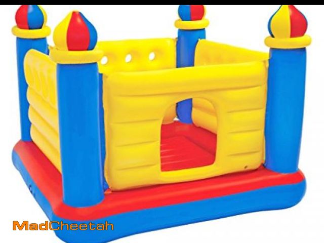 Lot 74-12366065 - INTEX 48259EP Inflatable Colorful Jump-O-Lene Castle Bouncer Indoor Outdoor Kids Jump Bounce House f...