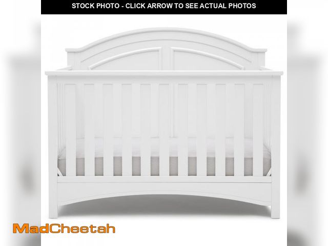 Lot 74-12481619 - Delta Children Perry 6-in-1 Convertible Crib - Greenguard Gold Certified, Bianca White - UNUSED
