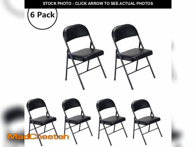 Lot 74-13046203 - (SOME DAMAGE TO ONE CHAIR ) UBesGoo 6 Pack Folding Chairs Cushioned Padded Seat Wedding Foldable Cha...