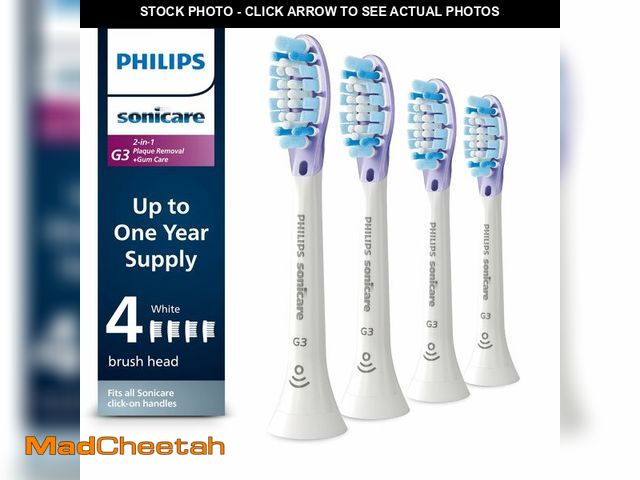 Lot 74-12715968 - Philips Sonicare G3 Two-in-One - Genuine Replacement Electric Toothbrush Heads, White, 4 Pack One Ye...