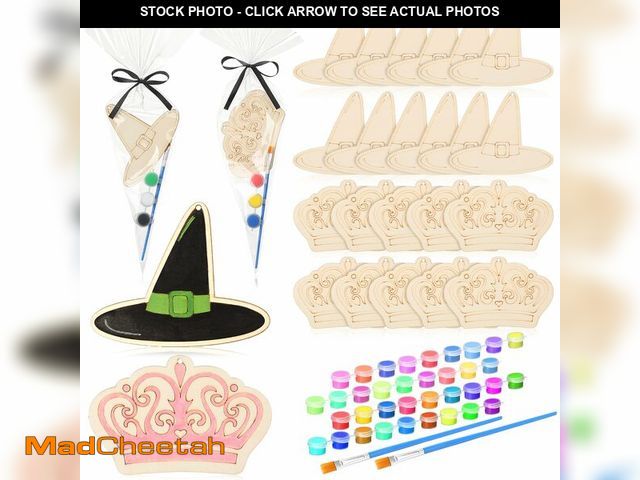 Lot 74-12608855 - VioraWhite 24 Set Paint Your Own Witch Princess Party Favors Pink and Green Party Supplies Witch Hat...