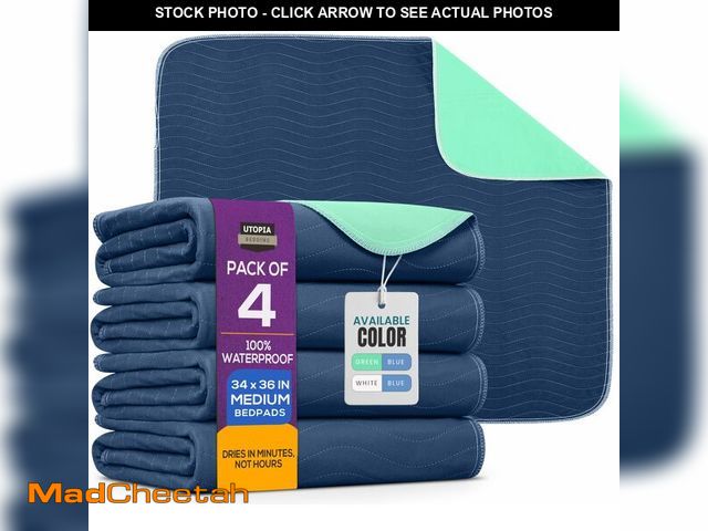 Lot 74-14273670 - Utopia Bedding Washable Pee Pads for Dogs 34" x 36" (Pack of 4), Waterproof Incontinence Bed Pads fo...