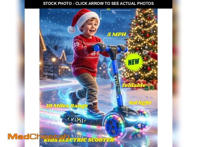 Lot 74-12891493 - KIMI Foldable 3-Wheel Electric Scooter for Kids, Adjustable, Age 2-9, 5Mph, Lights, 10 Miles Range, ...