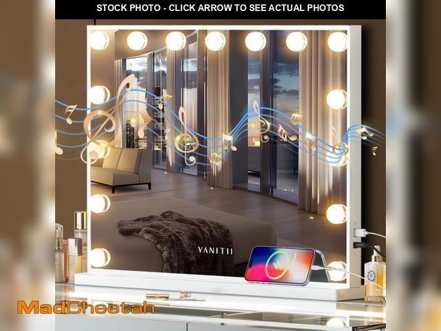 Lot 74-12044625 - VANITII Vanity Hollywood Mirror with Lights Speaker USB Charging Lighted Makeup Mirror with Bulbs 3 ...