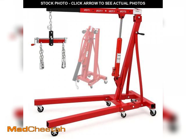 Lot 74-12153199 - GarveeTech 2 Ton Engine Hoist, Folding Cherry Picker Engine Hoist with Lever and 6 Casters, Heavy Du...