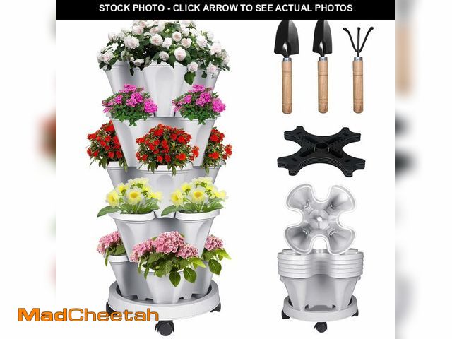 Lot 74-12769319 - *CRACKED* Bociks Vertical Strawberry Planter 5 Tier Stackable Tower Herb Planters-Stacking Garden Ou...