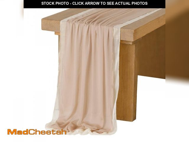 Lot 74-11552826 - Ling's moment Nude &amp; Cream Silky Crinkle Chiffon Like Table Runner 30" x 120" (Set of 2) for Swe...