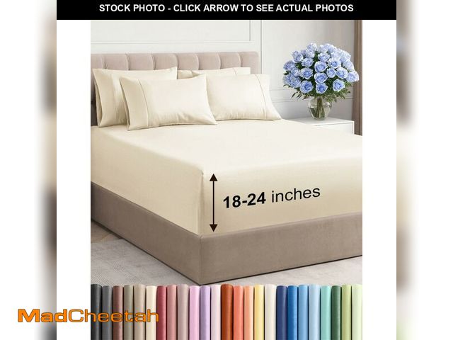 Lot 74-13542768 - Extra Deep King Sheet Set - 6 Piece Breathable and Cooling Sheets - Hotel Luxury Bedding for Women, ...