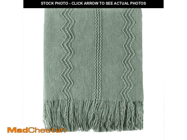 Lot 74-14331542 - BATTILO HOME Sage Green Throw Blanket for Couch, Sage Green Decor, Knit Throw Blankets for Bed, Spri...