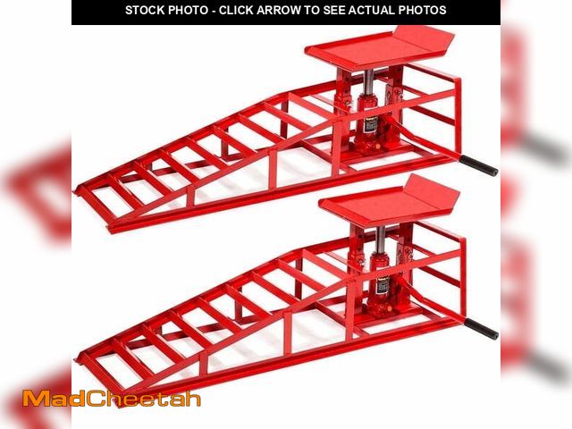 Lot 74-12563192 - Stark USA Hydraulic Car Ramps 2 Pack 10000lb, Mini-Lift Vehicle Ramps, Portable Car Lift Garage - UN...