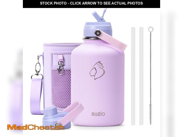 Lot 74-12302778 - 64oz Insulated Water Bottle, BUZIO Half Gallon Water Jug Stainless Steel with Straw Lid and Carrying...