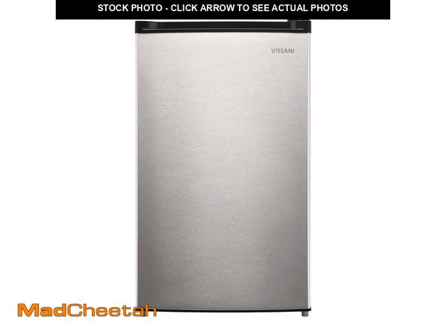 Lot 74-14559321 - Vissani 4.4 cu. ft. Mini Refrigerator in Stainless Look with 7-Door Racks, Glass Shelves, and Energy...