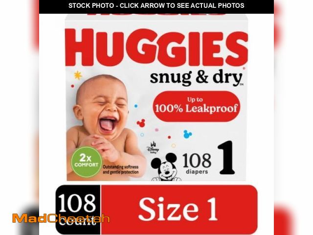 Lot 74-12526444 - Huggies Snug &amp; Dry Baby Diapers Size 1 (8-14 lbs) - 108 ct - UNUSED