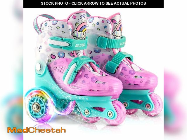 Lot 74-12459559 - SULIFEEL Adjustable Roller Skates for Girls Boys Kids,Fun Illuminating Light Up Flash Wheels Three-P...