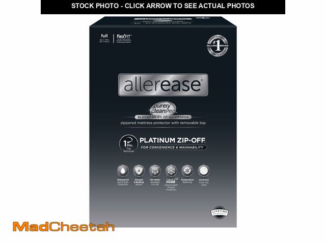 Lot 74-14377740 - AllerEase Platinum Zip-Off Top Waterproof Mattress Protector Full Size 360 Degree Zipper Allergen Ba...