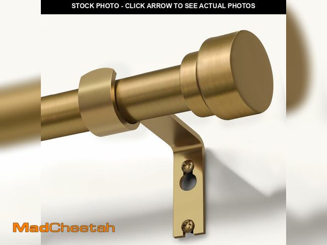 Lot 74-12718722 - Warm Gold Curtain Rods for Windows 72 to 144 Inches Adjustable Length Heavy Duty 1" Diameter Brass W...