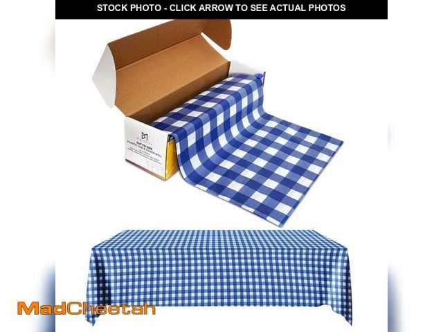 Lot 74-13547240 - Plastic Table Cover Roll - Premium Tablecloth Roll with Slide Cutter for All Shape/Size Tables - Dis...