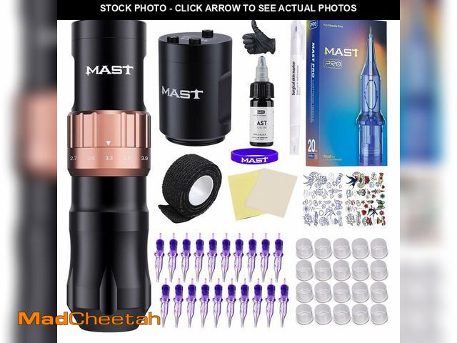 Lot 74-12714582 - Mast Fold2 Tattoo Gun Kit, Wireless Complete Tattoo Kit, 7 Strokes Length Tattoo Machine, 2 Batterie...