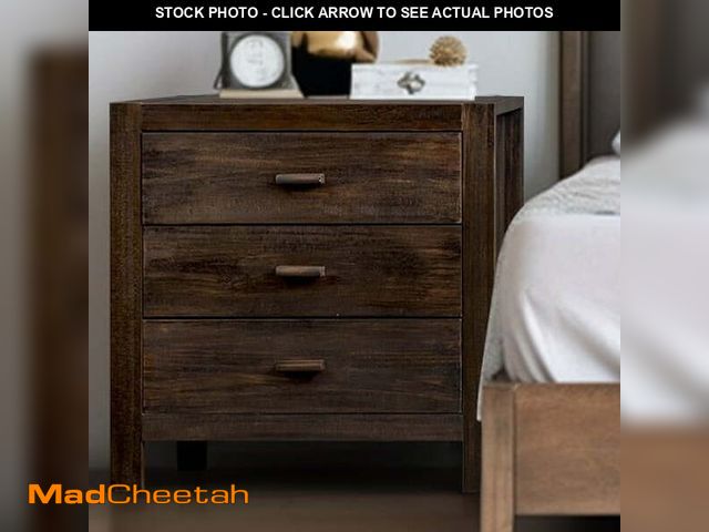 Lot 74-12764324 - (MISSING HARDWARE) Ktaxon Solid Wood Nightstand with Outlets &amp; USB Ports, 3 Drawer Traditional C...