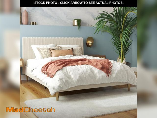 Lot 74-12207734 - Mr. Kate Daphne Upholstered Queen Bed Frame with Headboard, Modern Platform Velvet Queen Bed Frame, ...
