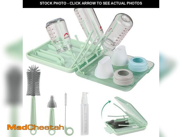 Lot 74-13565606 - 6 in 1 Bottle Cleaner Brush Set with Travel Bottle Drying Racks,360ÃÂ° Cleaning Baby Bottle Brush,N...