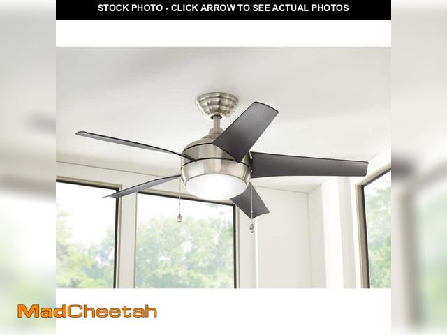 Lot 74-12804303 - Home Decorators Collection Windward 44 in. LED Brushed Nickel Ceiling Fan with Light Kit - UNUSED