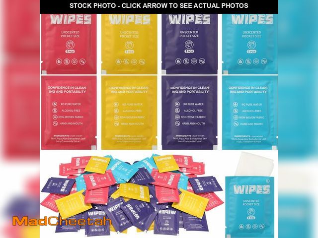 Lot 74-12974713 - Lounsweer 500 Count Wet Wipes Individually Wrapped Unscented Flushable Cleansing Travel Size Wipes Q...