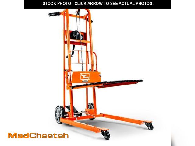 Lot 74-12424059 - SuperHandy Material Lift Winch Stacker, Pallet Truck Dolly, Lift Table, Fork Lift, 330 Lbs 40" Max L...