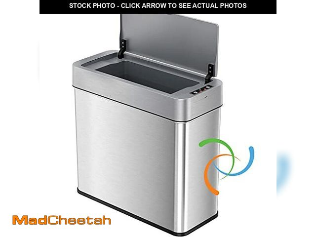 Lot 74-12664402 - iTouchless 4 Gallon Sensor Trash Can with AbsorbX Odor Control System, Lid Opens Right, 15 Liter Sli...