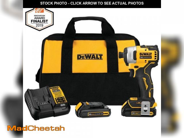 Lot 74-12085914 - DEWALT ATOMIC 20V MAX Cordless Brushless Compact 1/4 in. Impact Driver, (2) 20V 1.3Ah Batteries, Cha...