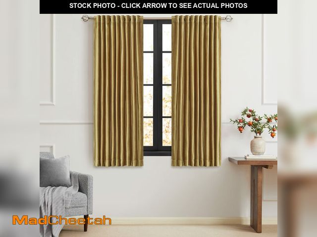 Lot 74-12976755 - PRIMROSE Golden Velvet Curtains 63 inch Long for Living Room,Set of 2 Panels Blackout Rod Pocket Bac...