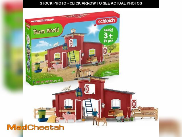 Lot 74-13042394 - Schleich Farm World - 92PC Red Barn Farm Playset with Animals, Farmer, Accessories and Movable Piece...