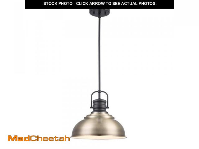 Lot 74-11825943 - Home Decorators Collection Shelston 13 in. 1-Light Antique Gold and Black Farmhouse Pendant Light Fi...
