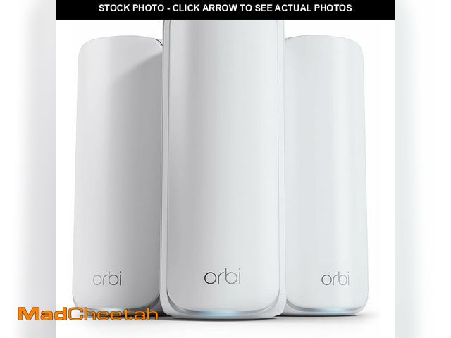 Lot 74-14591351 - NETGEAR Orbi 870 Series Tri-Band WiFi 7 Mesh System (RBE873) - Router + 2 Satellite Extenders, Secur...