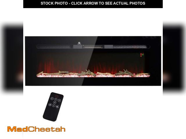 Lot 74-12746594 - HOMCOM 50 in. Recessed or Wall Mounted Electric Fireplace with Remote Control, Black - UNUSED