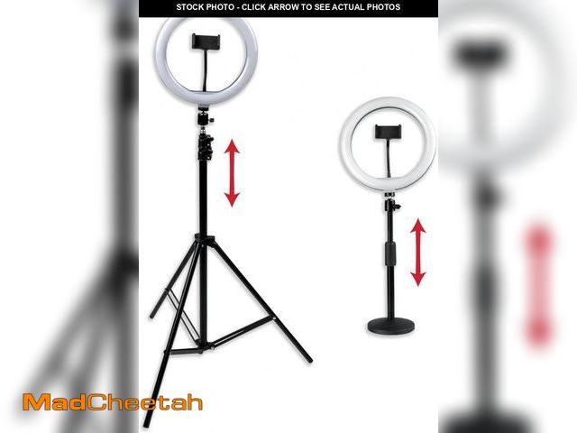 Lot 74-12136971 - Gator Frameworks Set with (2) 10"" LED Ring Lights with Height-Adjustable Stands and Universal Phone...