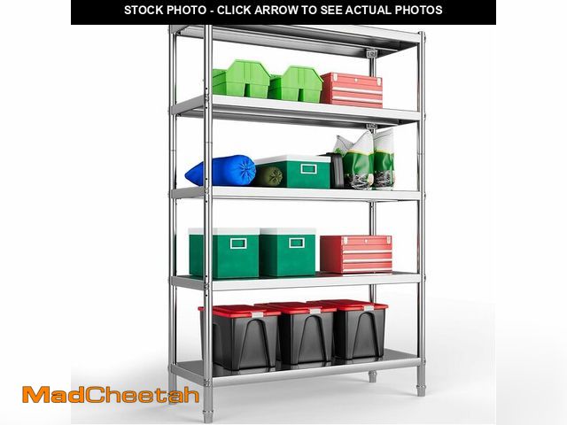 Lot 74-12633488 - YITAHOME NSF Stainless Steel Shelves, 48"*18"*72" 5 Tier Storage Shelf, Heavy Duty Shelving for Kitc...