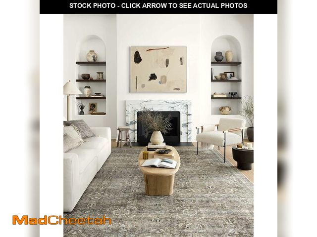 Lot 74-13419004 - Loloi Layla Collection LAY-13 Antique/Moss 9'-0" x 12'-0" .13" Thick Area Rug, Soft, Durable, Vintag...