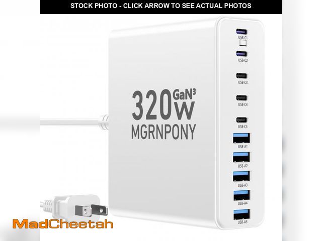 Lot 74-12302524 - 320W USB C Charger Block, 10-Port USB C Charging Station GaN III PD 65W Laptop Fast Charger Adapter ...