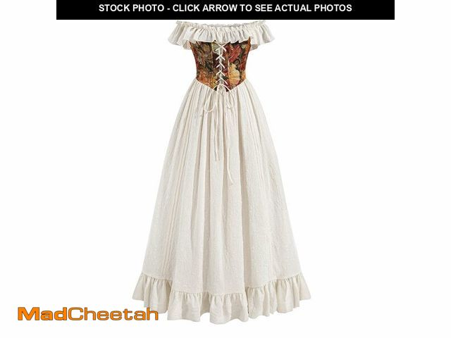 Lot 74-14300366 - Nuoqi Renaissance Costume Women Medieval dress Off Shoulder Flowy Floral Corset Princess Costume Off...