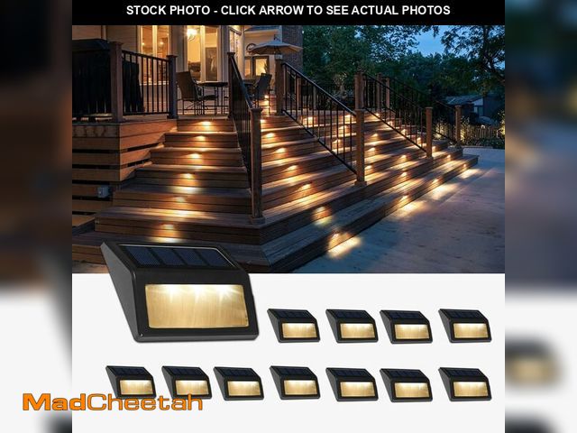 Lot 74-14208730 - Follateas Solar Lights Outdoor, Waterproof Solar Powered Deck Step Lights for Patio Garden Backyard ...