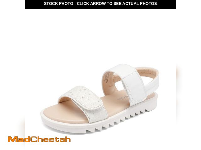 Lot 74-14047031 - DREAM PAIRS Girls Sandals Glitter Two Strapped Casual Open Toe Sandals Sdls2303k White Size 4 Big Ki...