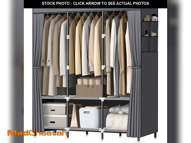 Lot 74-14382578 - LOKEME Wardrobe Closet,Portable Closet for Bedroom Steel Pipe Diameter 19mm Strong and Sturdy Grey P...