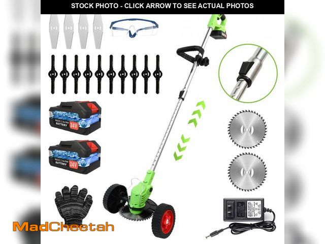 Lot 74-12491524 - 24V 650W Electric Grass Trimmer With Battery, Cordless Weed Eater with Wheels, Electric Weed Wacker,...