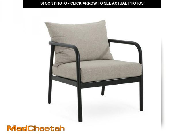 Lot 74-12281264 - Leora - Modern Minimalist Round Tube Sofa Chair With Cushions - Beige / Black - UNUSED