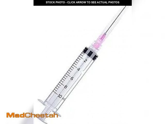 Lot 74-12126843 - 100 Pack Disposable 10ml/cc Lab Syringes with 18Ga 1 Inch Needle Luer Lock, Individually Sealed Pack...