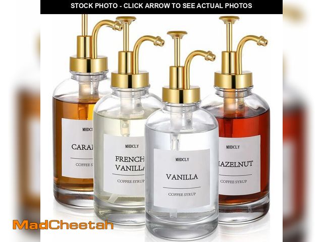 Lot 74-13717347 - MHDCLY Coffee Bar Accessories, Coffee Syrup Dispenser - 4pack,16.9oz Syrup Dispenser with Labels,Syr...